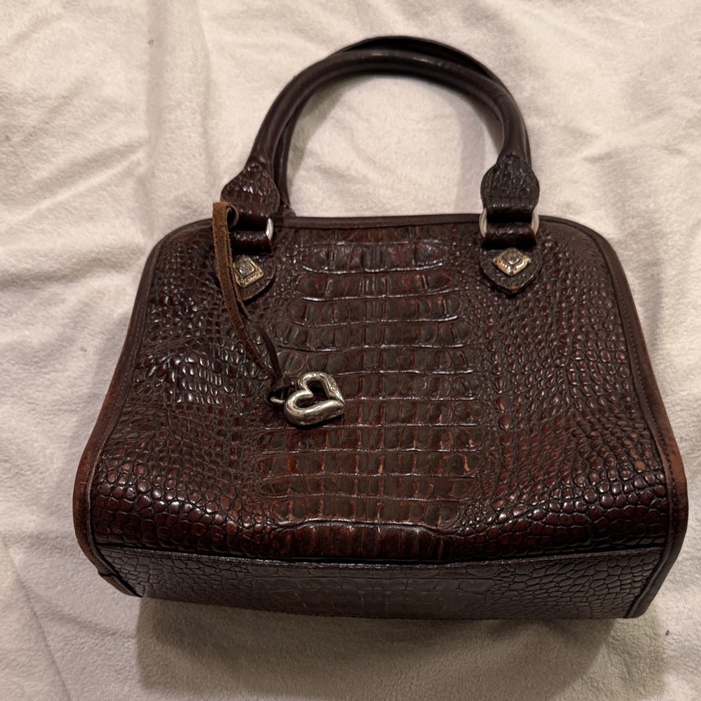 Brighton Dark Brown Croc-Embossed Satchel
